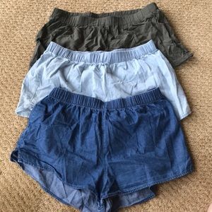 THREE pairs of loose shorts.